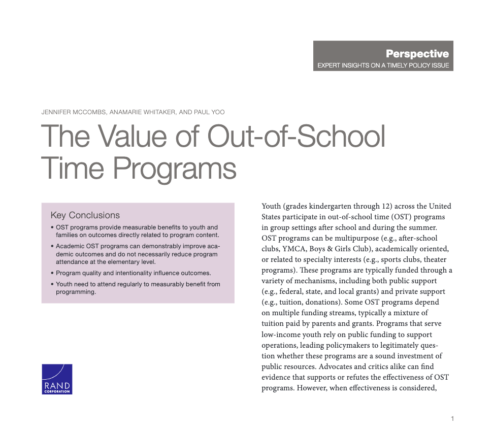 The Value of Out of School Programs